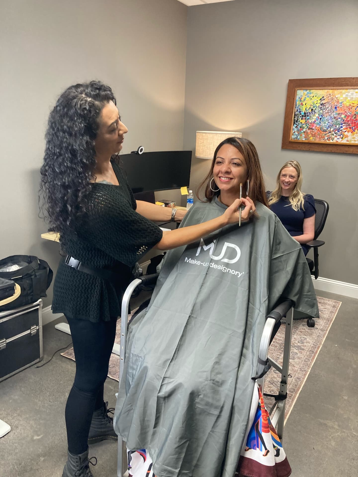 Behind-the-scenes preparation for an interview at the 2024 Women In Security conference