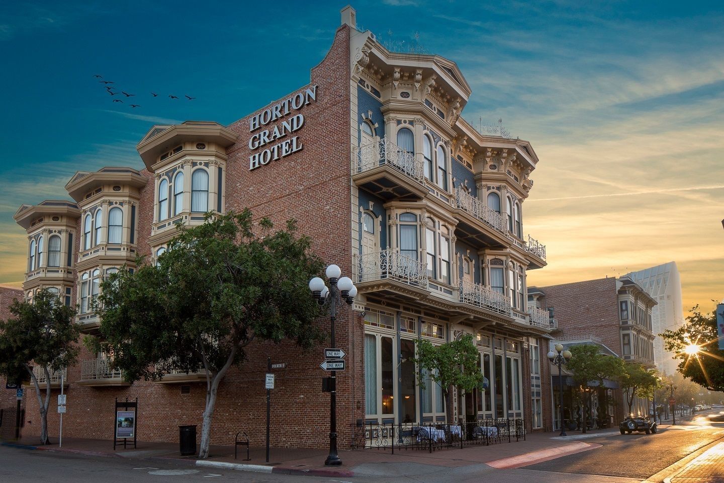 The Horton Grand Hotel's Victorian facade in the Gaslamp Quarter